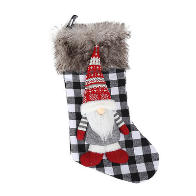Velike božićne poklon čarape Božićni ukrasi za dom Torbe PP pamučna netkana tkanina Ženska crveno crna kockasta novogodišnja bombona