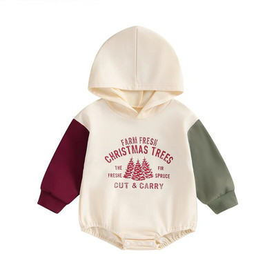 Mode Rudens Jaundzimušie Zēni Zēni Meitenes Ziemassvētki Apģērbi Ziemassvētki eglīte Vēstuļu apdruka Garās piedurknes Hoodies Džemperi Kombinezoni