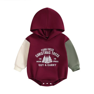 Mode Rudens Jaundzimušie Zēni Zēni Meitenes Ziemassvētki Apģērbi Ziemassvētki eglīte Vēstuļu apdruka Garās piedurknes Hoodies Džemperi Kombinezoni
