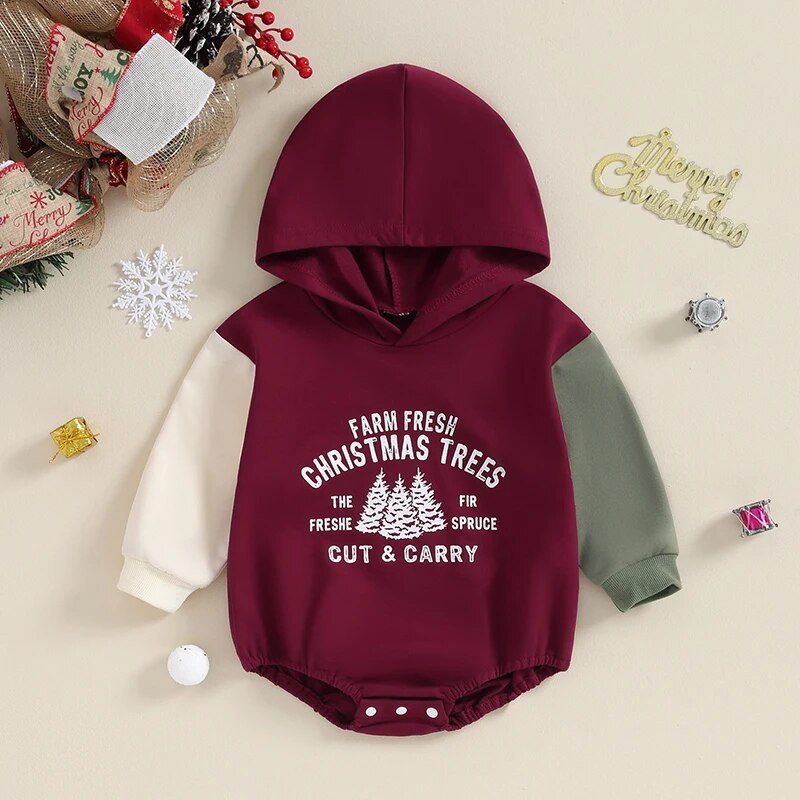 Mode Rudens Jaundzimušie Zēni Zēni Meitenes Ziemassvētki Apģērbi Ziemassvētki eglīte Vēstuļu apdruka Garās piedurknes Hoodies Džemperi Kombinezoni