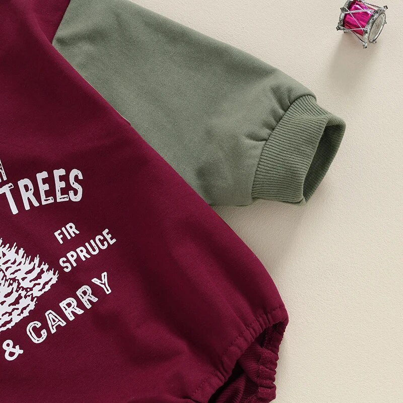 Mode Rudens Jaundzimušie Zēni Zēni Meitenes Ziemassvētki Apģērbi Ziemassvētki eglīte Vēstuļu apdruka Garās piedurknes Hoodies Džemperi Kombinezoni