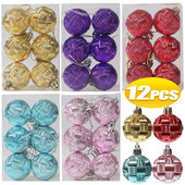 Ziemassvētku dekoratīvās bumbiņas, krāsainas austas teksturētas bumbiņas Ziemassvētku eglīšu rotājumiem, kulons 2024. gada Jaungada mājas ballīšu dekorēšanai