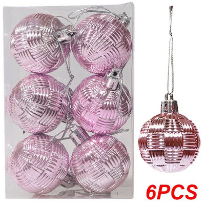 Ziemassvētku dekoratīvās bumbiņas, krāsainas austas teksturētas bumbiņas Ziemassvētku eglīšu rotājumiem, kulons 2024. gada Jaungada mājas ballīšu dekorēšanai