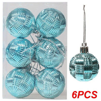 Ziemassvētku dekoratīvās bumbiņas, krāsainas austas teksturētas bumbiņas Ziemassvētku eglīšu rotājumiem, kulons 2024. gada Jaungada mājas ballīšu dekorēšanai