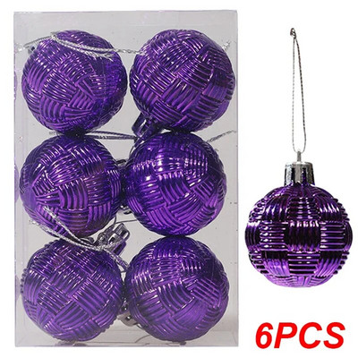 Ziemassvētku dekoratīvās bumbiņas, krāsainas austas teksturētas bumbiņas Ziemassvētku eglīšu rotājumiem, kulons 2024. gada Jaungada mājas ballīšu dekorēšanai