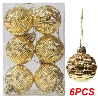 Ziemassvētku dekoratīvās bumbiņas, krāsainas austas teksturētas bumbiņas Ziemassvētku eglīšu rotājumiem, kulons 2024. gada Jaungada mājas ballīšu dekorēšanai