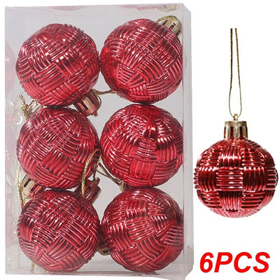 Ziemassvētku dekoratīvās bumbiņas, krāsainas austas teksturētas bumbiņas Ziemassvētku eglīšu rotājumiem, kulons 2024. gada Jaungada mājas ballīšu dekorēšanai