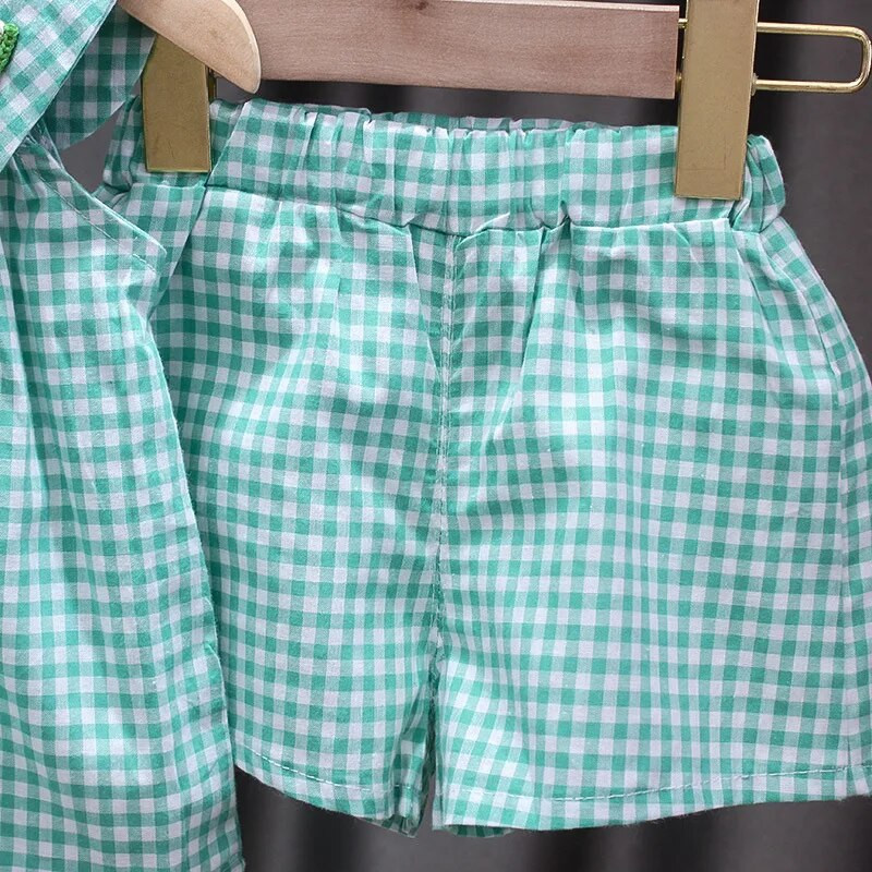 Nova ljetna odjeća za djevojčice 2023., princeze, 2 komada, kompleti odjeće za djevojčice, odijela, karirane majice, majica + kratke hlače, kostimi za bebe