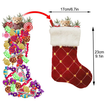 Коледен декор Чанти Украса за камина Чорапи Големи коледни подаръци Декорации Снежен човек Елен Джоб Бродирани плюшени чорапи
