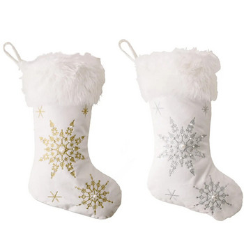 19,7 инча Коледни фланелени перлени чорапи снежинки Декорации 1бр