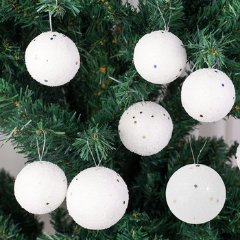 Коледни топки от бяла пяна Орнаменти Коледно дърво Висяща висулка Кръгла снежна топка Нова година Сватбено парти Консумативи за декорация на дома