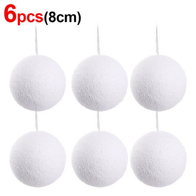 Baltas putuplasta Ziemassvētku balles rotājumi Ziemassvētku eglītes piekarināmais kulons apaļš sniega bumba Jaungada kāzu ballīte Mājas dekorēšanas piederumi