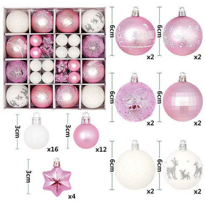 Ziemassvētku balle Ziemassvētku eglīšu rotājumu komplekts mājas ballītei Daudzkrāsu balle Ziemassvētku eglīšu bumbiņas rotājumi 42gab 6cm 3cm liela