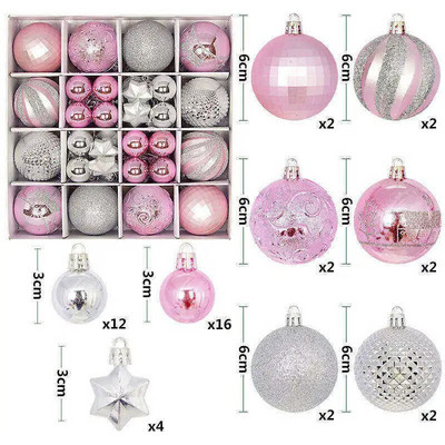 Ziemassvētku balle Ziemassvētku eglīšu rotājumu komplekts mājas ballītei Daudzkrāsu balle Ziemassvētku eglīšu bumbiņas rotājumi 42gab 6cm 3cm liela