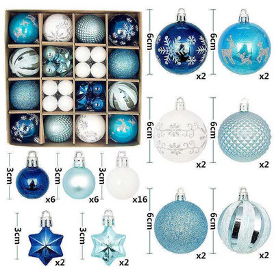 Ziemassvētku balle Ziemassvētku eglīšu rotājumu komplekts mājas ballītei Daudzkrāsu balle Ziemassvētku eglīšu bumbiņas rotājumi 42gab 6cm 3cm liela