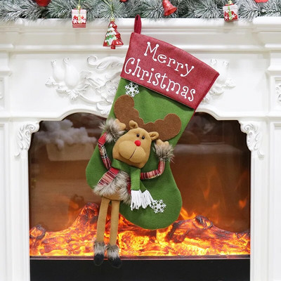 Božićne čarape Torba za igračke Djed Snjegović Torba sob Novogodišnja zabava Pamučni laneni ukrasi Crtani slatkiši Čarape Poklon vrećica