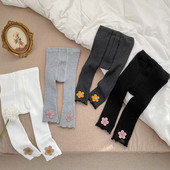 Leggings din bumbac pentru fete de modă nouă 2023, primăvară, toamnă, broderie cu flori, pantaloni în dungi pentru nou-născut, sugari, copii, haine casual