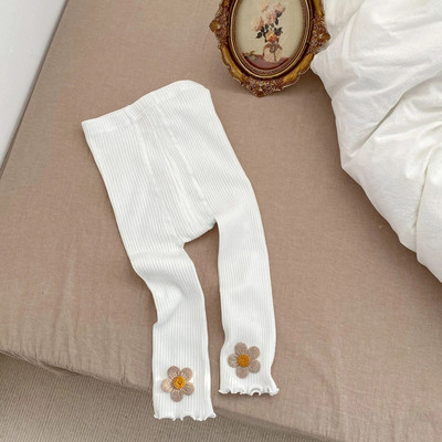 Leggings din bumbac pentru fete de modă nouă 2023, primăvară, toamnă, broderie cu flori, pantaloni în dungi pentru nou-născut, sugari, copii, haine casual