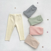 2023 Φθινόπωρο Κορεάτικο κολάν για κοριτσάκια Βαμβακερές ραβδώσεις Βρεφικά κολάν για αγόρια casual παντελόνι Μασίφ απλό στενό παντελόνι για νήπια