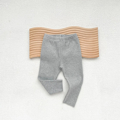 2023 Φθινόπωρο Κορεάτικο κολάν για κοριτσάκια Βαμβακερές ραβδώσεις Βρεφικά κολάν για αγόρια casual παντελόνι Μασίφ απλό στενό παντελόνι για νήπια