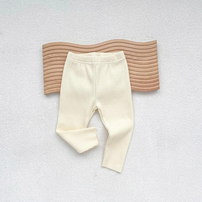 2023 Φθινόπωρο Κορεάτικο κολάν για κοριτσάκια Βαμβακερές ραβδώσεις Βρεφικά κολάν για αγόρια casual παντελόνι Μασίφ απλό στενό παντελόνι για νήπια