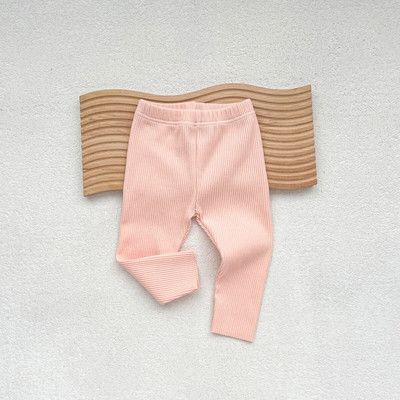 2023 Φθινόπωρο Κορεάτικο κολάν για κοριτσάκια Βαμβακερές ραβδώσεις Βρεφικά κολάν για αγόρια casual παντελόνι Μασίφ απλό στενό παντελόνι για νήπια