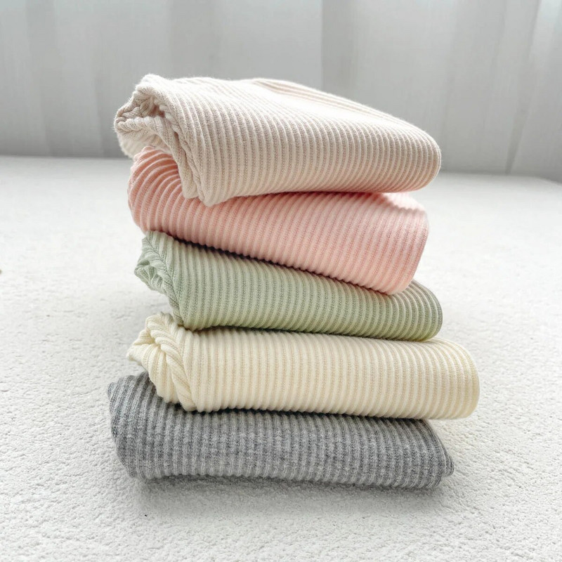 2023 Φθινόπωρο Κορεάτικο κολάν για κοριτσάκια Βαμβακερές ραβδώσεις Βρεφικά κολάν για αγόρια casual παντελόνι Μασίφ απλό στενό παντελόνι για νήπια