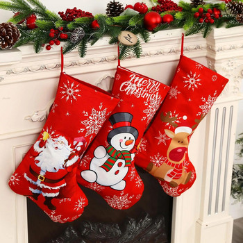 1PC Коледен чорап Снежинка Големи червени коледни чорапи Украса за домашна стена Коледно дърво Подаръчна чанта за приятели деца meias