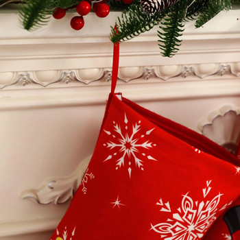 1PC Коледен чорап Снежинка Големи червени коледни чорапи Украса за домашна стена Коледно дърво Подаръчна чанта за приятели деца meias