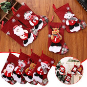 Ziemassvētku vecīša zeķes konfekšu maisiņi Ziemassvētku eglīšu rotājumi kuloni Lina dāvanu maisiņi Ziemassvētku eglītes piekarināšanai ballīšu eglīte Xmas D K6E7