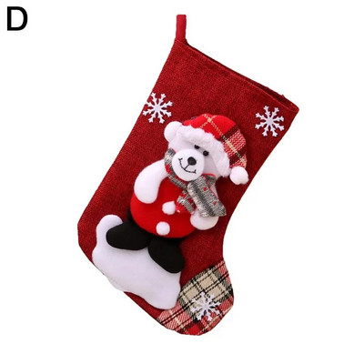 Ziemassvētku vecīša zeķes konfekšu maisiņi Ziemassvētku eglīšu rotājumi kuloni Lina dāvanu maisiņi Ziemassvētku eglītes piekarināšanai ballīšu eglīte Xmas D K6E7