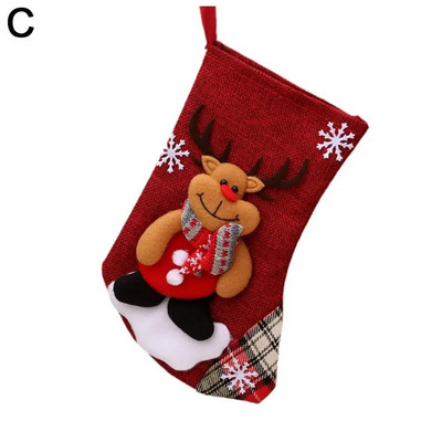 Ziemassvētku vecīša zeķes konfekšu maisiņi Ziemassvētku eglīšu rotājumi kuloni Lina dāvanu maisiņi Ziemassvētku eglītes piekarināšanai ballīšu eglīte Xmas D K6E7