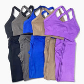 Sportski komplet Ženski dvodijelni sportski set za jogu 2 komada bešavne sportske odjeće visokog struka Žensko odijelo Fitness akademski set za jogu