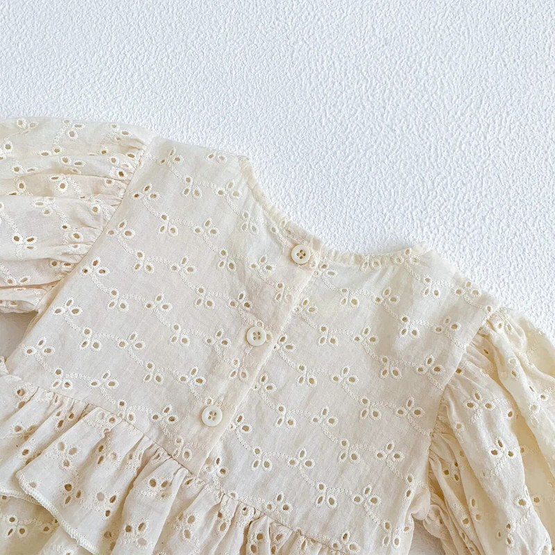 Mazuļu kombinezons ar īsām piedurknēm un galvas saite zīdaiņiem 2023. gada vasaras drēbes, plāni izšuvumi, viengabala kombinezons, mazuļa apģērbs