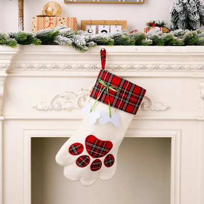 Χριστουγεννιάτικα Διακοσμητικά Είδη Σκύλος Κάλτσες Νύχι Σκύλος Κάλτσες Δώρο Γάτα Κάλτσες Κάλτσες Παιδική καρό τσάντα δώρου