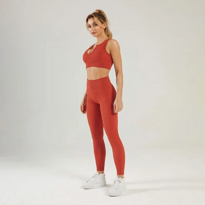 Zökkenőmentes jóga edzőtermi szett Sport edzésruhák női 2db sportruházat fitneszruha Szexi sportmelltartó és leggings női tréningruha