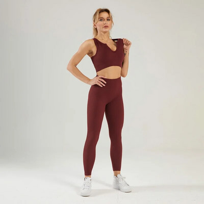 Zökkenőmentes jóga edzőtermi szett Sport edzésruhák női 2db sportruházat fitneszruha Szexi sportmelltartó és leggings női tréningruha