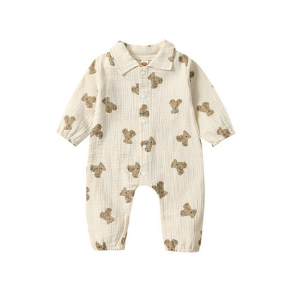 Pudcoco Βρεφικά Βρεφικά Κορίτσια Αγόρια Romper Bear με μακρυμάνικο γιακά Βρεφικά φορμάκια Άνοιξη φθινόπωρο Casual νεογέννητα φορμάκια