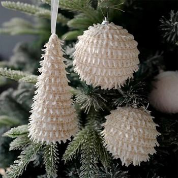 Χριστουγεννιάτικη Μπάλα Διακόσμηση Λευκή Αφρός Μπάλα Κρεμαστό Στολίδι Χριστουγεννιάτικο Δέντρο για Διακόσμηση πάρτι σπιτιού Χειροτεχνία DIY Δώρο