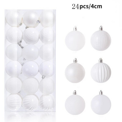 1 kutija, 24 komada božićnih kuglica, mat galvanizirani biserni svjetlucavi prah, zgusnuta bačva, božićni stropni ukrasi