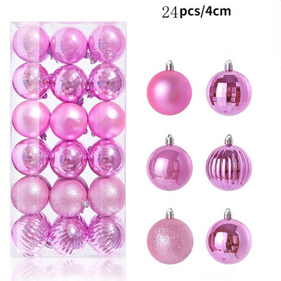 1 kutija, 24 komada božićnih kuglica, mat galvanizirani biserni svjetlucavi prah, zgusnuta bačva, božićni stropni ukrasi