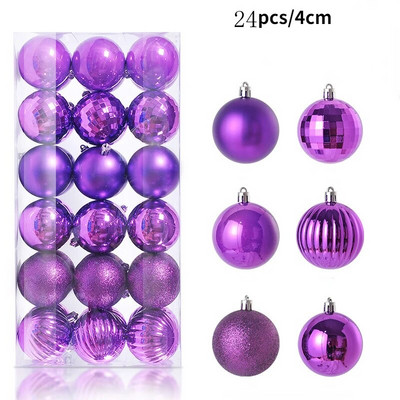 1 kutija, 24 komada božićnih kuglica, mat galvanizirani biserni svjetlucavi prah, zgusnuta bačva, božićni stropni ukrasi