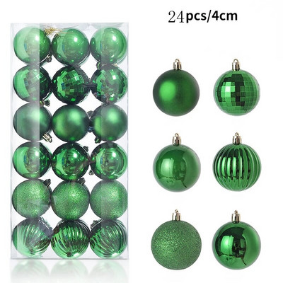 1 kutija, 24 komada božićnih kuglica, mat galvanizirani biserni svjetlucavi prah, zgusnuta bačva, božićni stropni ukrasi