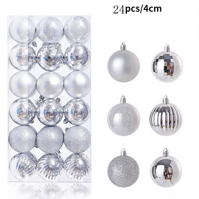 1 kutija, 24 komada božićnih kuglica, mat galvanizirani biserni svjetlucavi prah, zgusnuta bačva, božićni stropni ukrasi