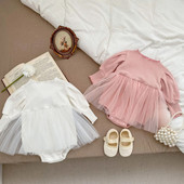 Armas beebitüdrukute kehakleit, 2023. aasta kevadine imikute sünnipäevapeokleit, tüllpitskleit vastsündinu jaoks, väikelaste kombinesoonid