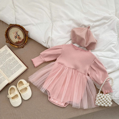 Armas beebitüdrukute kehakleit, 2023. aasta kevadine imikute sünnipäevapeokleit, tüllpitskleit vastsündinu jaoks, väikelaste kombinesoonid