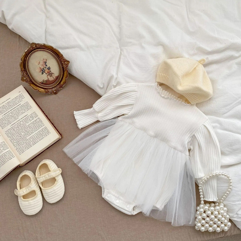 Armas beebitüdrukute kehakleit, 2023. aasta kevadine imikute sünnipäevapeokleit, tüllpitskleit vastsündinu jaoks, väikelaste kombinesoonid