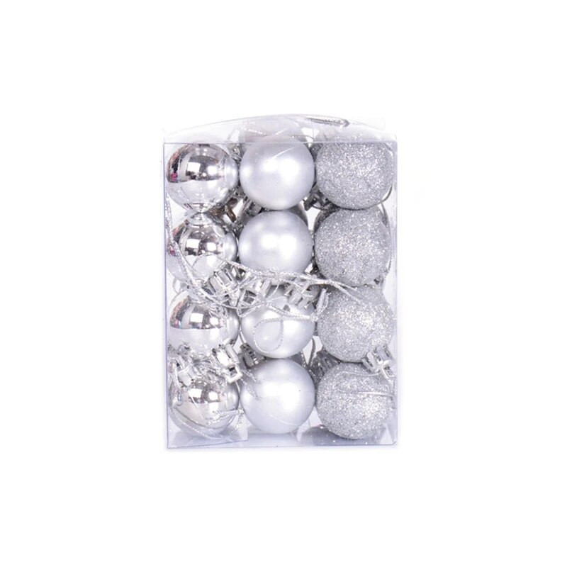 Jauns 24 x plastmasas baubļu bumbiņu Ziemassvētku eglītes piekaramie kuloni Ornamenta apaļš kulons