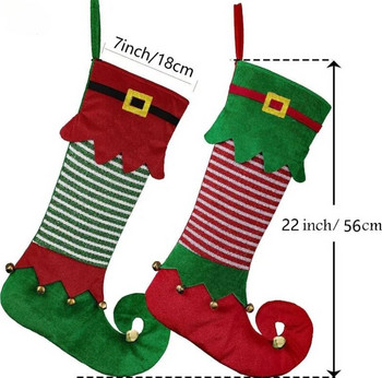 Elf Socks Коледа 2024 Коледни чорапи Декорация Орнаменти Големи коледни чорапи Подаръчна торбичка Висулка Украса за домашна камина