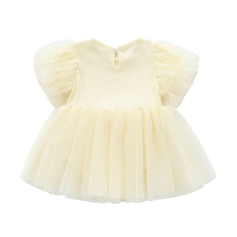 Mekana bebe 0-12 mjeseci Dječja dječja pamučna haljina s okruglim izrezom i kratkim rukavima s kratkim rukavima za malu djecu Dječja pamučna haljina s trakom za kosu